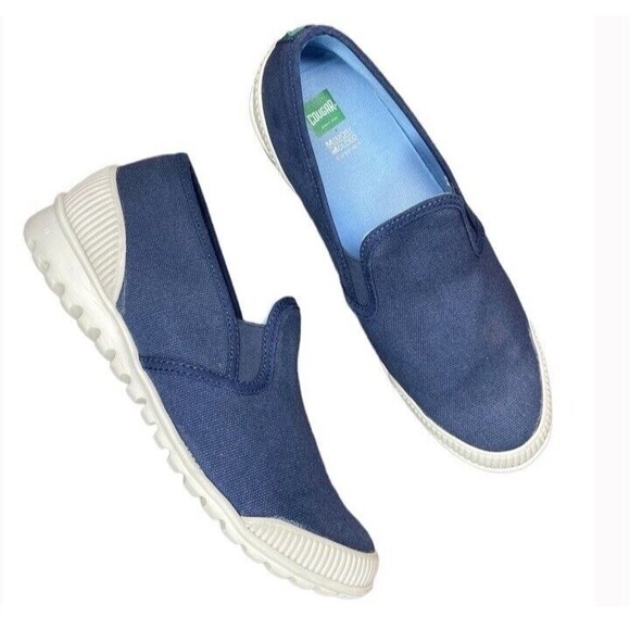 Cougar Shoes Slip On Canvas 10 Blue Snap Comfort Memory Cushion - Picture 1 of 9
